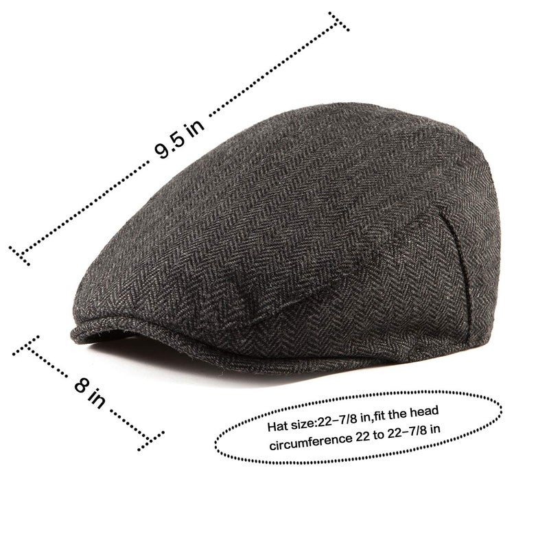 LADYBRO Black+Grey Newsboy Cap Men - Warm Hat for Men Flat Cap Ivy Hat Gift 2Packâ€¦ - Image 2